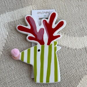 Happy Everything Reindeer Striped mini attachment - Green and Red. EUC!!!